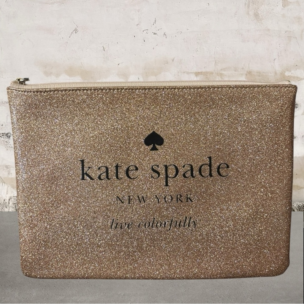 Kate Spade Gold Glitter Pouch